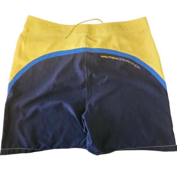 Nautica Competition Board Shorts - Size 40 - Yellow/Blue/Navy - Picture 2 of 5